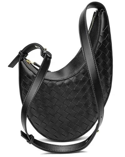 Tiffany & Fred Paris Woven Leather Shoulder Bag In Black