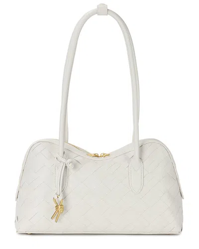 Tiffany & Fred Paris Woven Leather Shoulder Bag In White