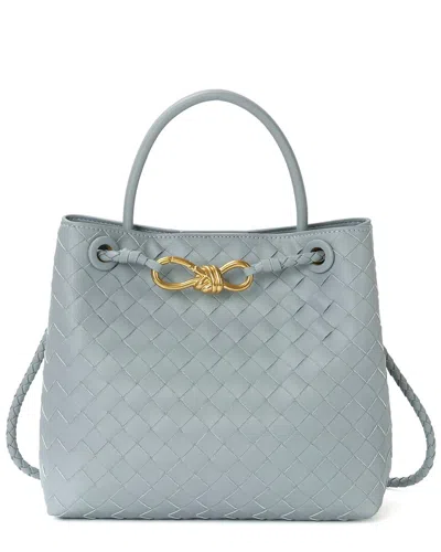 Tiffany & Fred Paris Woven Leather Top Handle Bag In Gray