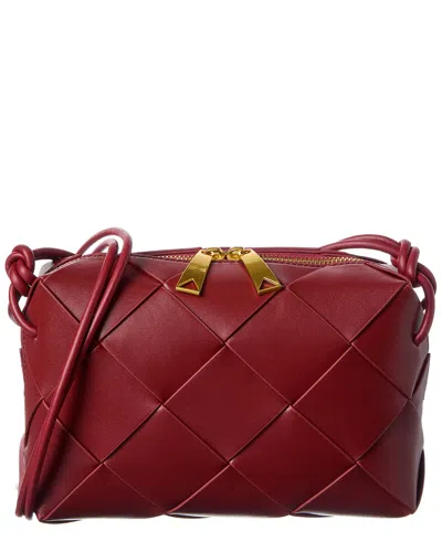 Tiffany & Fred Paris Woven Leather Top Handle Crossbody In Red