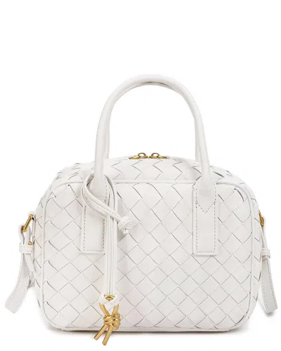 Tiffany & Fred Paris Woven Leather Top-handle Crossbody In White