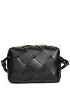 Tiffany & Fred Paris Woven Leather Top Handle Crossbody In Black