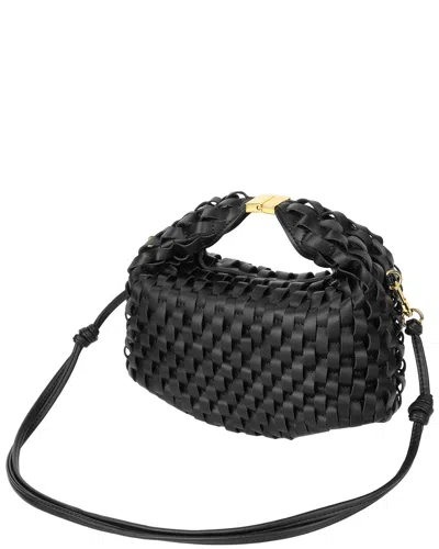 Tiffany & Fred Paris Woven Leather Top Handle Crossbody In Black