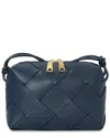 Tiffany & Fred Paris Woven Leather Top Handle Crossbody In Blue