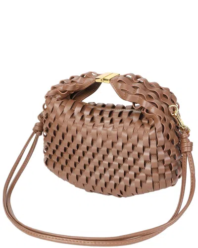 Tiffany & Fred Paris Woven Leather Top Handle Crossbody In Brown