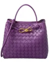 Tiffany & Fred Paris Woven Leather Top Handle Messenger Bag In Purple