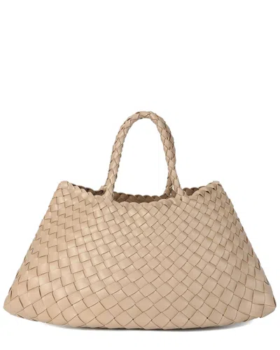 Tiffany & Fred Paris Woven Leather Tote In Apricot