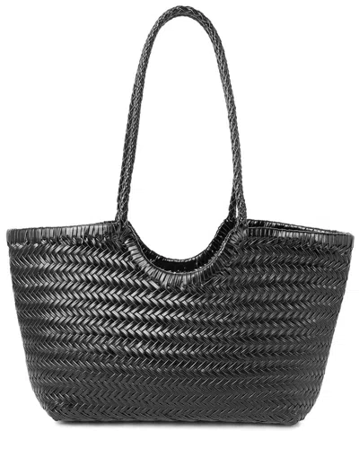 Tiffany & Fred Paris Woven Leather Tote In Black