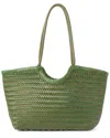 Tiffany & Fred Paris Woven Leather Tote In Green