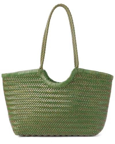 Tiffany & Fred Paris Woven Leather Tote In Green
