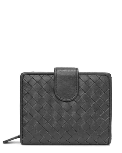 Tiffany & Fred Paris Woven Leather Wallet In Purple