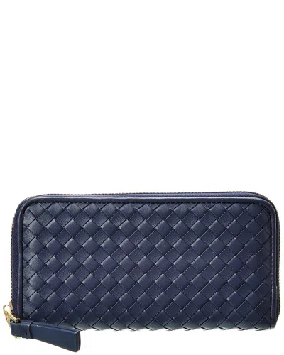 Tiffany & Fred Paris Woven-leather Wallet In Blue
