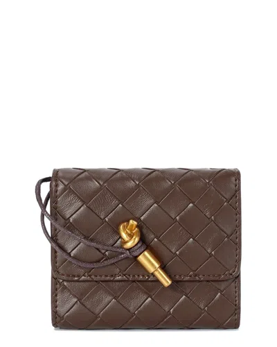 Tiffany & Fred Paris Woven Leather Wallet In Burgundy