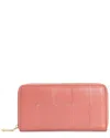 Tiffany & Fred Paris Woven Leather Zip Around Wallet In Pink
