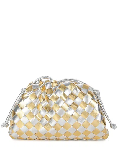 Tiffany & Fred Paris Woven Metallic Leather Mini Crossbody In Neutral
