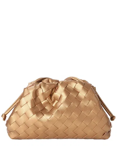 Tiffany & Fred Paris Woven Metallic Leather Pouch In Gold
