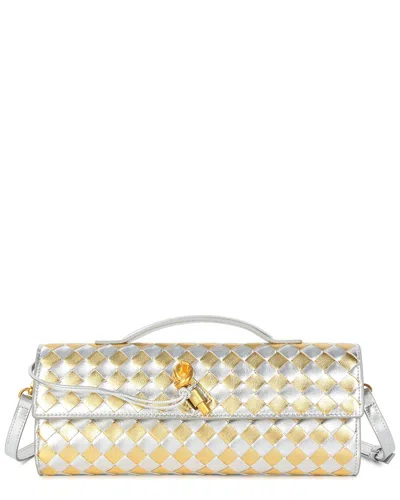 Tiffany & Fred Paris Woven Metallic Leather Top Handle Crossbody In Neutral
