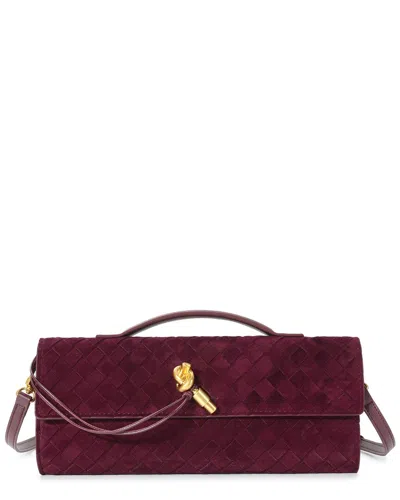 Tiffany & Fred Paris Woven Suede & Leather Shoulder Bag In Orange