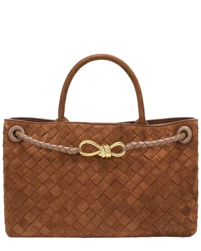 Tiffany & Fred Paris Tiffany And Fred Paris Woven Suede Leather Top Handle Satchel In Brown