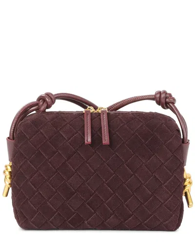 Tiffany & Fred Paris Woven Suede Mini Crossbody In Burgundy