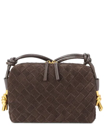 Tiffany & Fred Paris Woven Suede Mini Crossbody In Brown