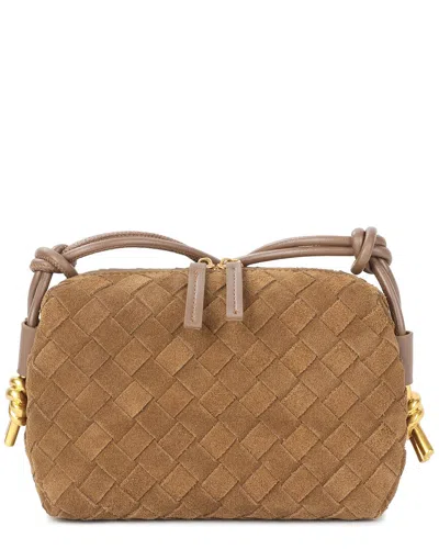Tiffany & Fred Paris Woven Suede Mini Crossbody In Brown