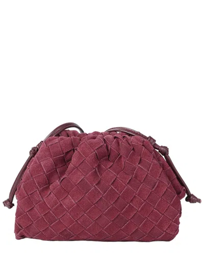 Tiffany & Fred Paris Woven Suede Mini Drawstring Crossbody Bag In Burgundy