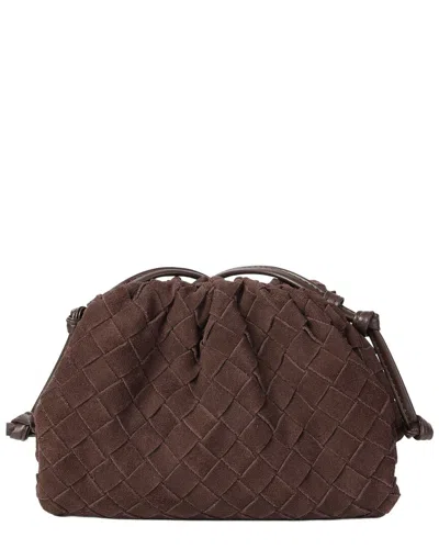 Tiffany & Fred Paris Woven Suede Mini Drawstring Crossbody Bag In Brown