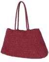 Tiffany & Fred Paris Woven Suede Shoulder Tote In Red