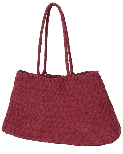 Tiffany & Fred Paris Woven Suede Shoulder Tote In Red