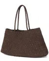 Tiffany & Fred Paris Woven Suede Shoulder Tote In Brown