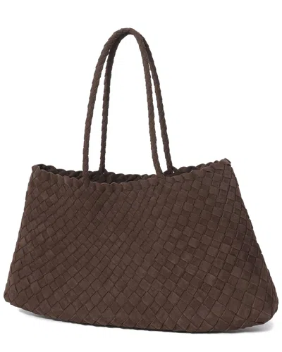 Tiffany & Fred Paris Woven Suede Shoulder Tote In Brown