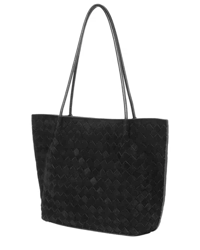 Tiffany & Fred Paris Woven Suede Tote In Black