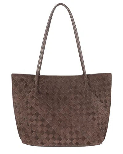 Tiffany & Fred Paris Woven Suede Tote In Brown