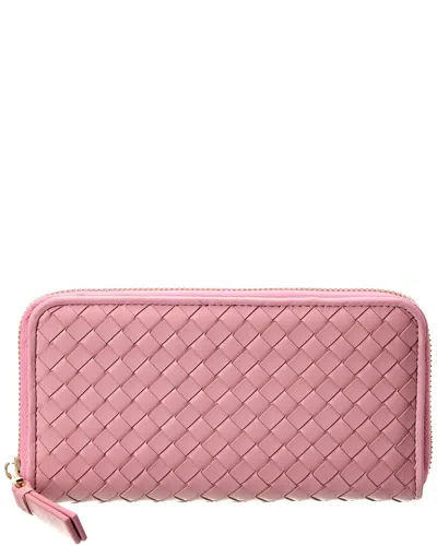 Tiffany & Fred Paris Woven-leather Wallet In Pink