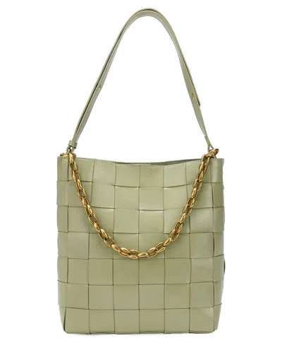Tiffany & Fred Smooth Woven Leather Shoulder Bag In Green