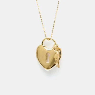 Pre-owned Tiffany & Co 18k Pink Gold No Stone Heart Key Pendant Necklace