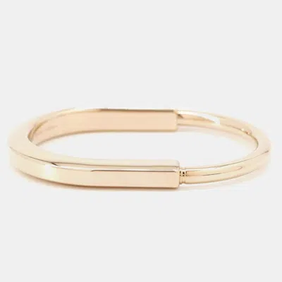 Pre-owned Tiffany & Co 18k Pink Gold Padlock Bangle Bracelet Size Small