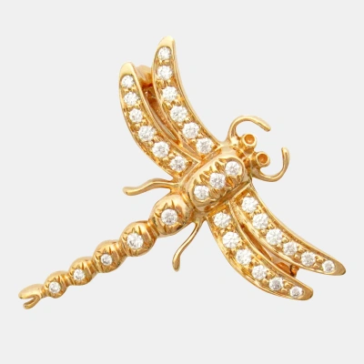 Pre-owned Tiffany & Co 18k Rose Gold And Diamond Dragonfly Brooch