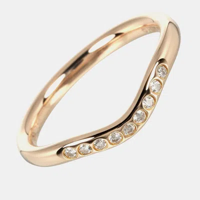 Pre-owned Tiffany & Co 18k Rose Gold And Diamond Elsa Peretti Curved Band Ring Eu 47