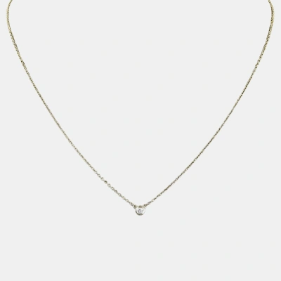 Pre-owned Tiffany & Co 18k Rose Gold And Diamond Elsa Peretti Diamonds By The Yard Pendant Necklace