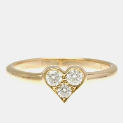 Pre-owned Tiffany & Co 18k Rose Gold And Diamond Heart Cocktail Ring Eu 52