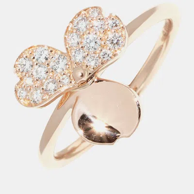 Pre-owned Tiffany & Co 18k Rose Gold And Diamond Paper Flower Ring Eu 52