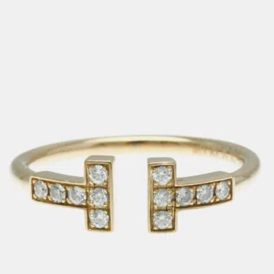 Pre-owned Tiffany & Co 18k Rose Gold And Diamond Tiffany T Wire Ring Eu 50