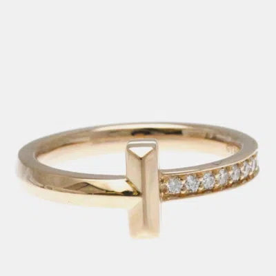 Pre-owned Tiffany & Co 18k Rose Gold And Diamond Tiffany T Wire Ring Eu 50