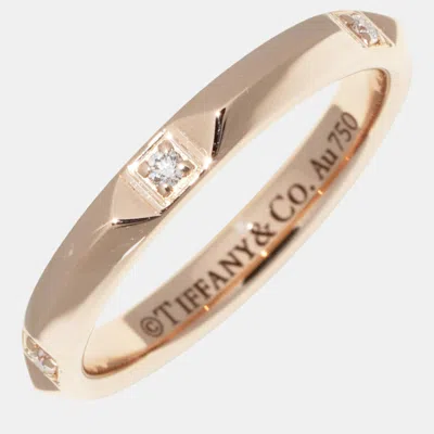 Pre-owned Tiffany & Co 18k Rose Gold And Diamond True Band Ring Eu 48