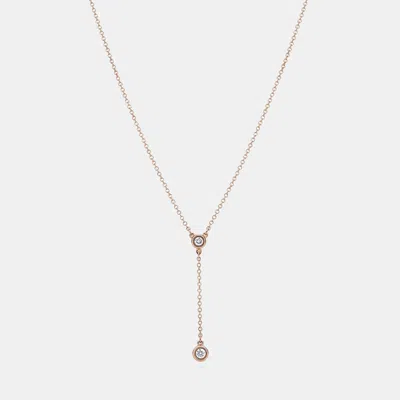Pre-owned Tiffany & Co 18k Rose Gold Double Diamond Pendant Necklace