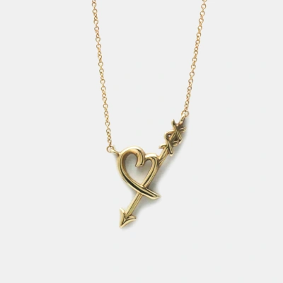 Pre-owned Tiffany & Co 18k Rose Gold Paloma Picasso Heart Arrow Pendant Necklace