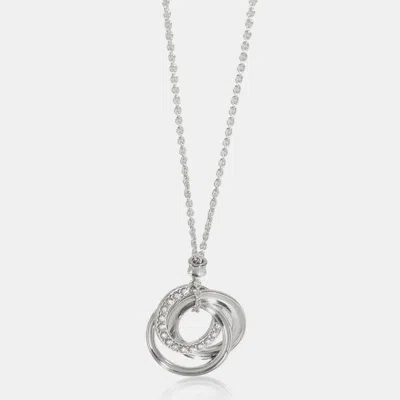 Pre-owned Tiffany & Co 18k White Gold 0.17 Ctw Interlocking Circle Diamond Necklace