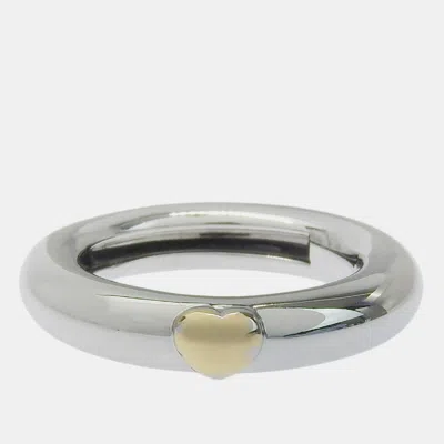 Pre-owned Tiffany & Co 18k White Gold Heart Ring Eu 48